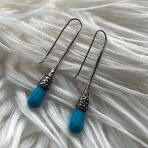 Sterling Silver Earrings Blue gem